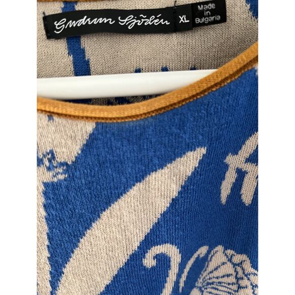 Gudren Sjoden Women's XL Pullover Sweater Blue Pattern 100% Recyclable Cotton - Picture 2 of 6